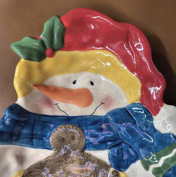 Ceramic Snowman Christmas Holiday Candy Dish Spoon Rest Cheese Ball Dish - Picture 7 of 11